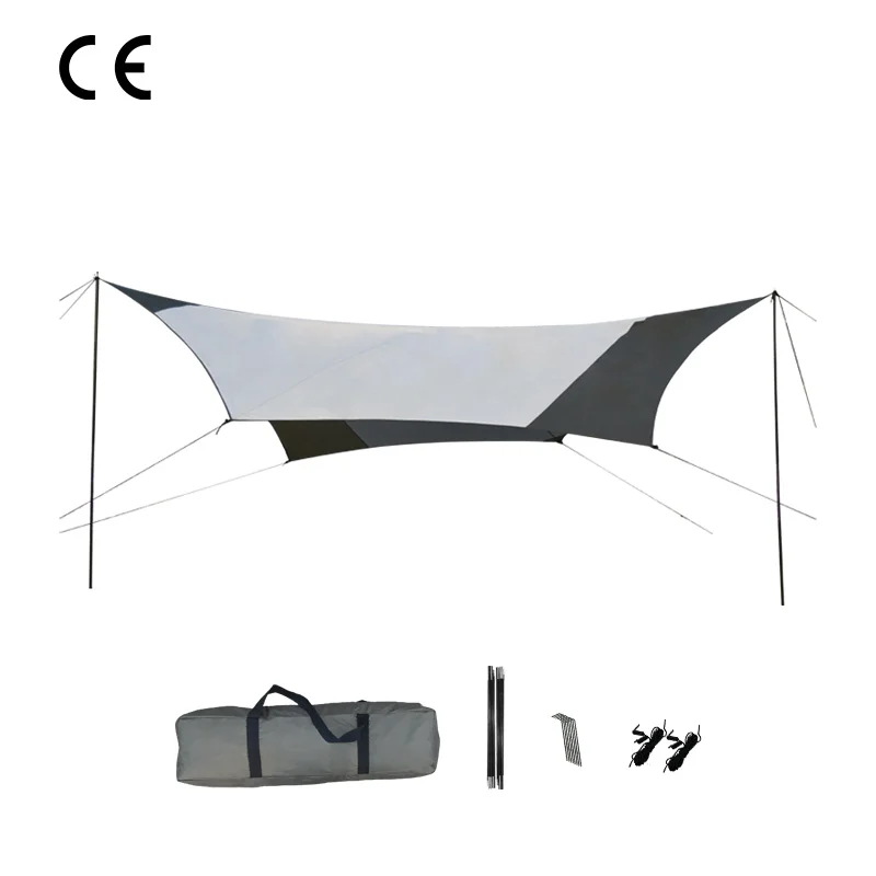Manufacturer 210T Polyester Waterproof camping shelter camping outdoor tarp with Silver Coating Sun Protection UV 50+