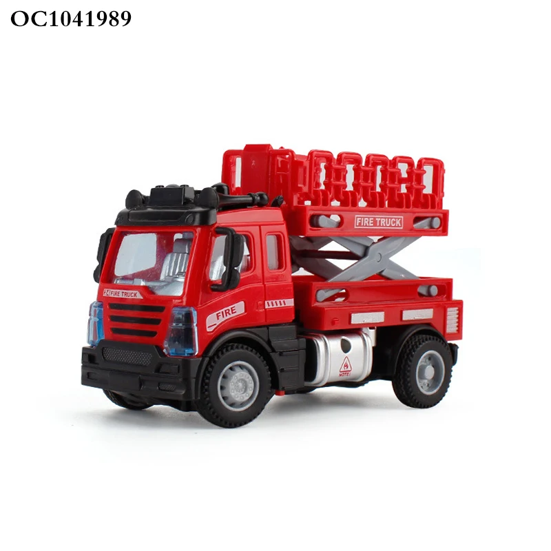 Newest simulation model pull back small red fire truck toy with light sound