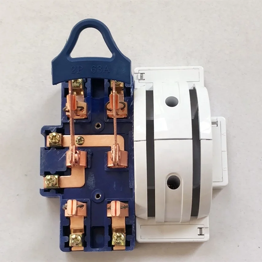 
Factory Supply Change Over Knife Switch With White Copper 2p63A 