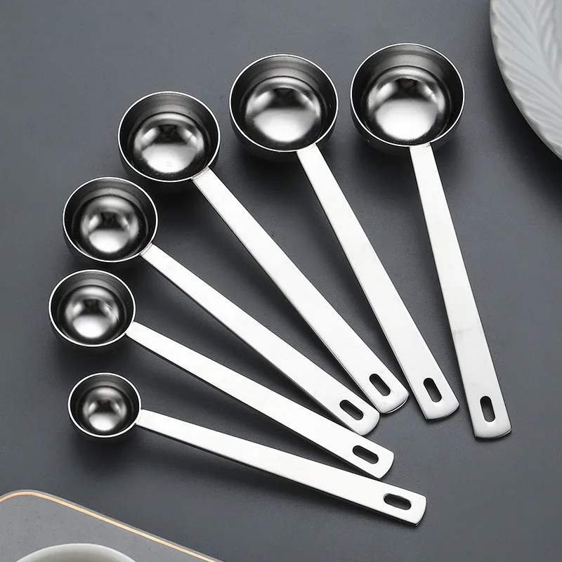 Kitchen Baking Tools Measuring Coffee Bean Spoon 5/10/15/20/25/30ml Stainless Steel Measuring Spoon