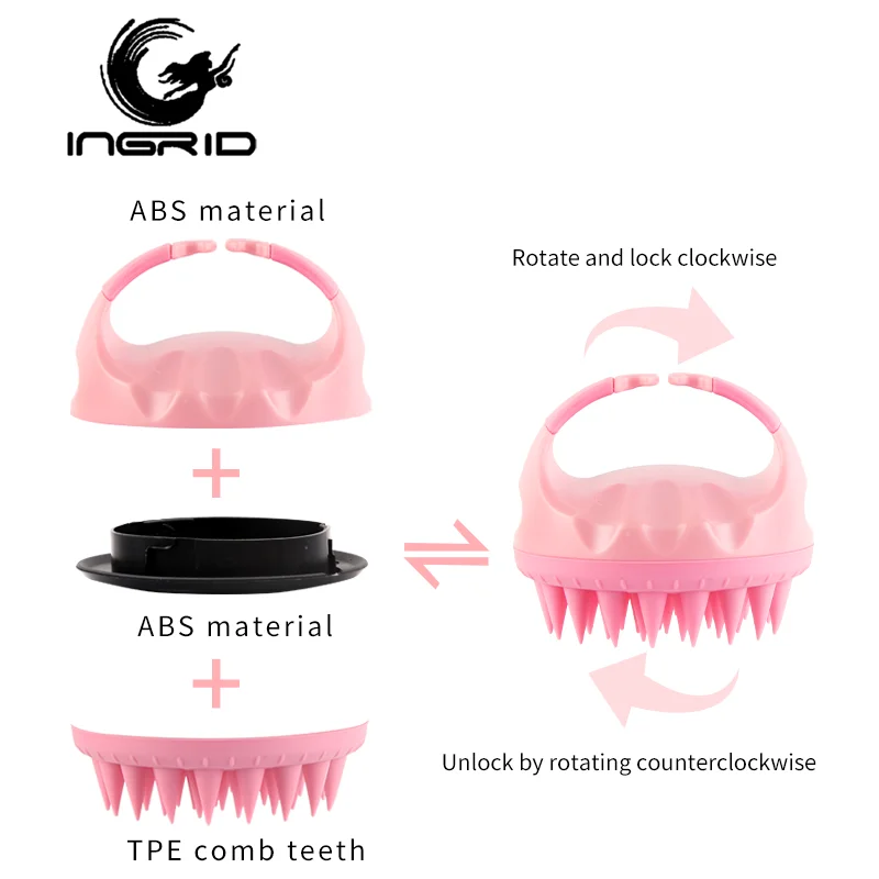 Wholesale Hot Selling Anti-skid ABS Handle Silicone Shampoo Hairbrush Dry And Wet Scalp Massage Plastic Bath Hair Brush For Head