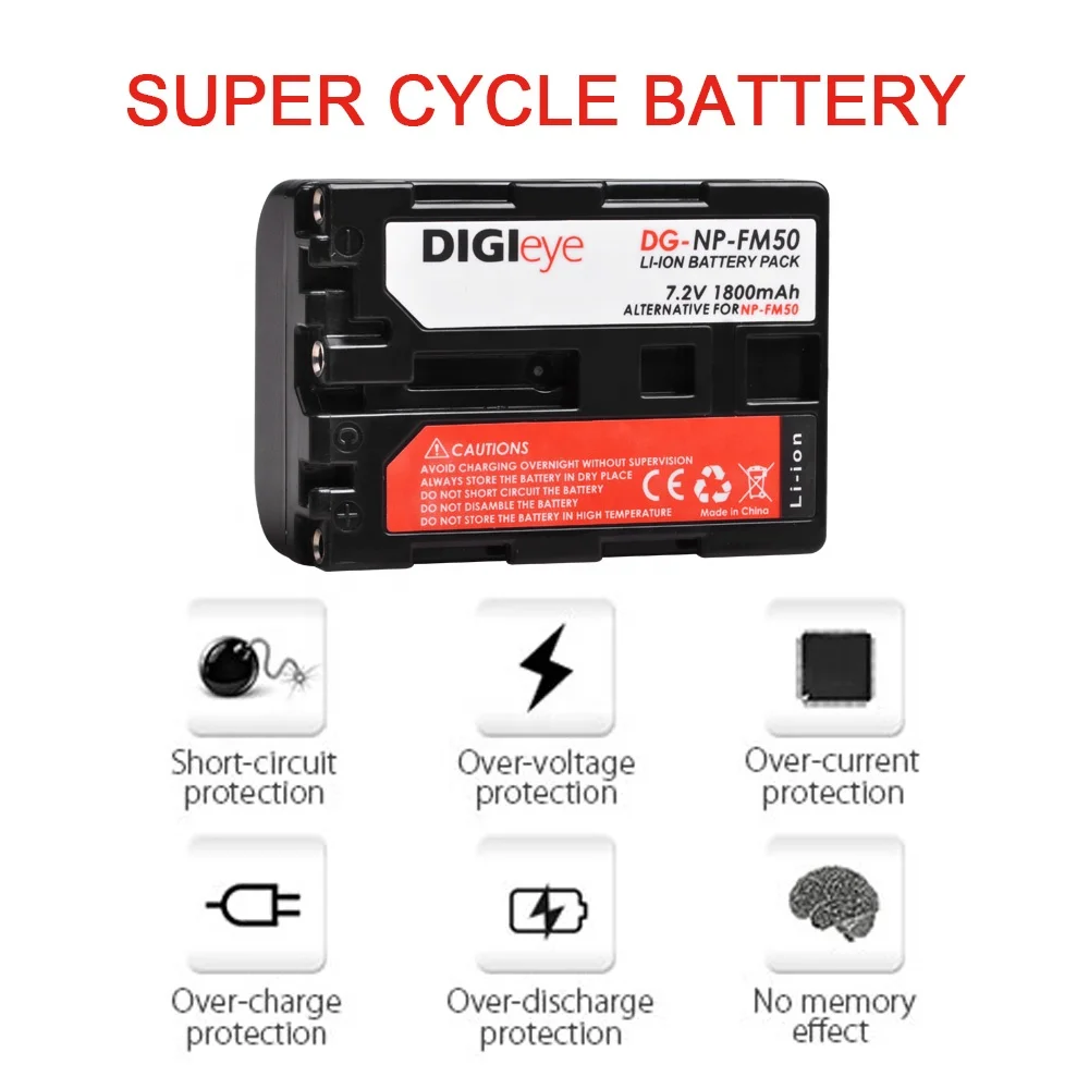 7.2V 1800mAh NP-FM50 NP FM50 FM55H Battery for Sony NP-FM30 NP-FM51 NP-QM50 NP-FM55H DSLR-A100 HDR-HC1 DCR-TRV280
