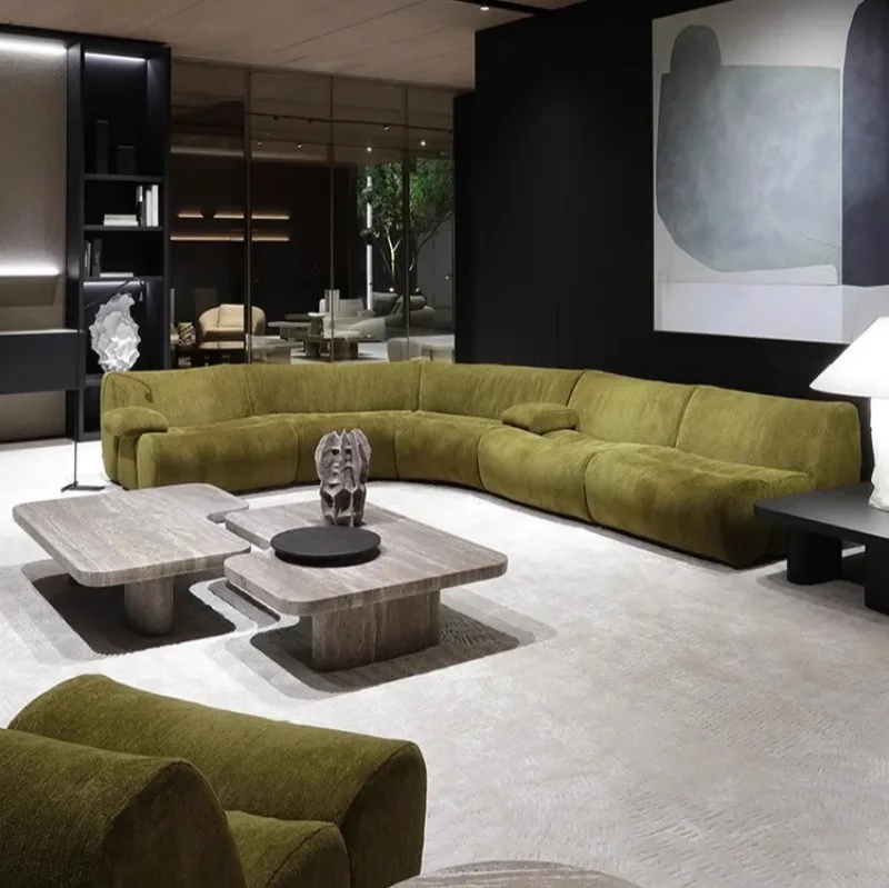 New Bamboo Design Irregular Fabric Sofa Minimalist Living Room Sofas Combination Multi Module Combo Sofa