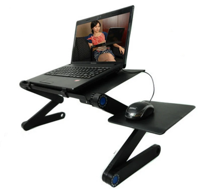 Portable Adjustable folding arm  aluminum Laptop Notebook Desk/Stand/Table with cooling fan and mouse pad