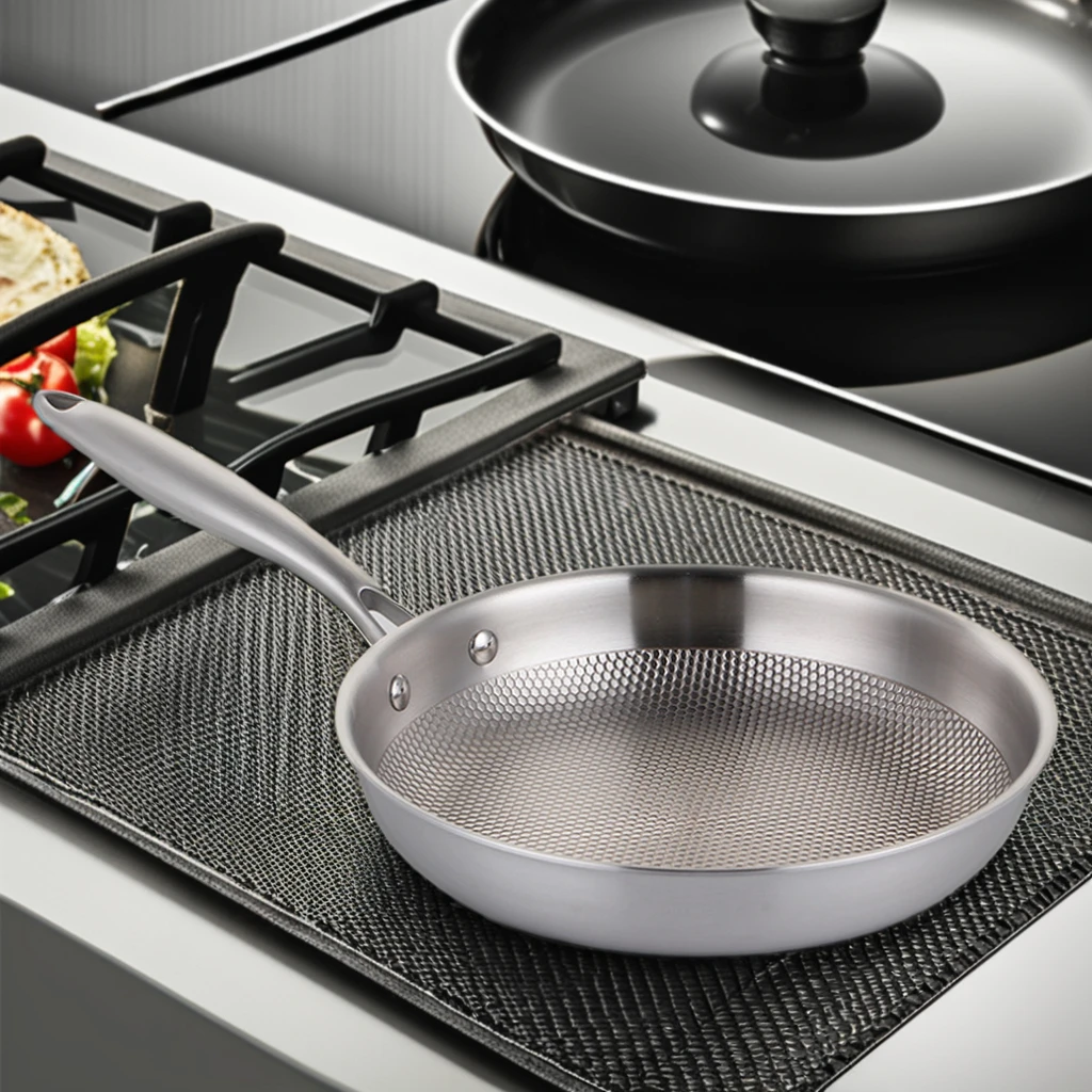 High Quality ODM Embossed 3-Ply Stainless Steel Frypan Durable Non-Stick Saute Pans for Kitchen Use