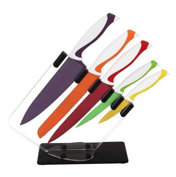 6 Piece Kitchen Knives Kit Set Steel Knife Stand And Magnetic China Kitchen Knife Sets Resin Handle Scissor