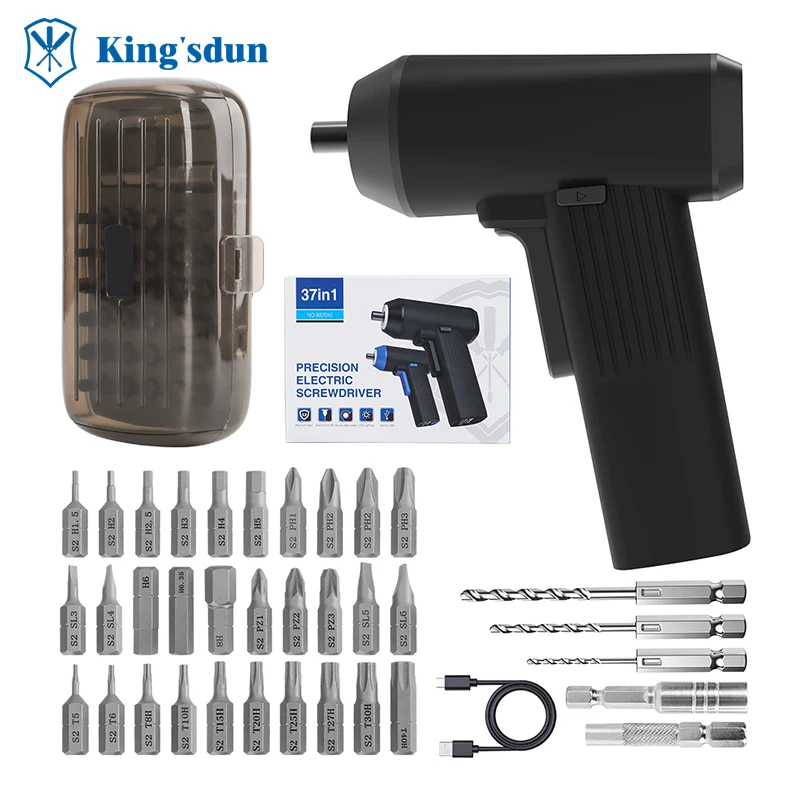 High Quality 37 In 1 Power Drill Kit Handheld Drill Machine Wireless Electric Precision Screwdriver Set with 30Pcs S2 Steel Bits