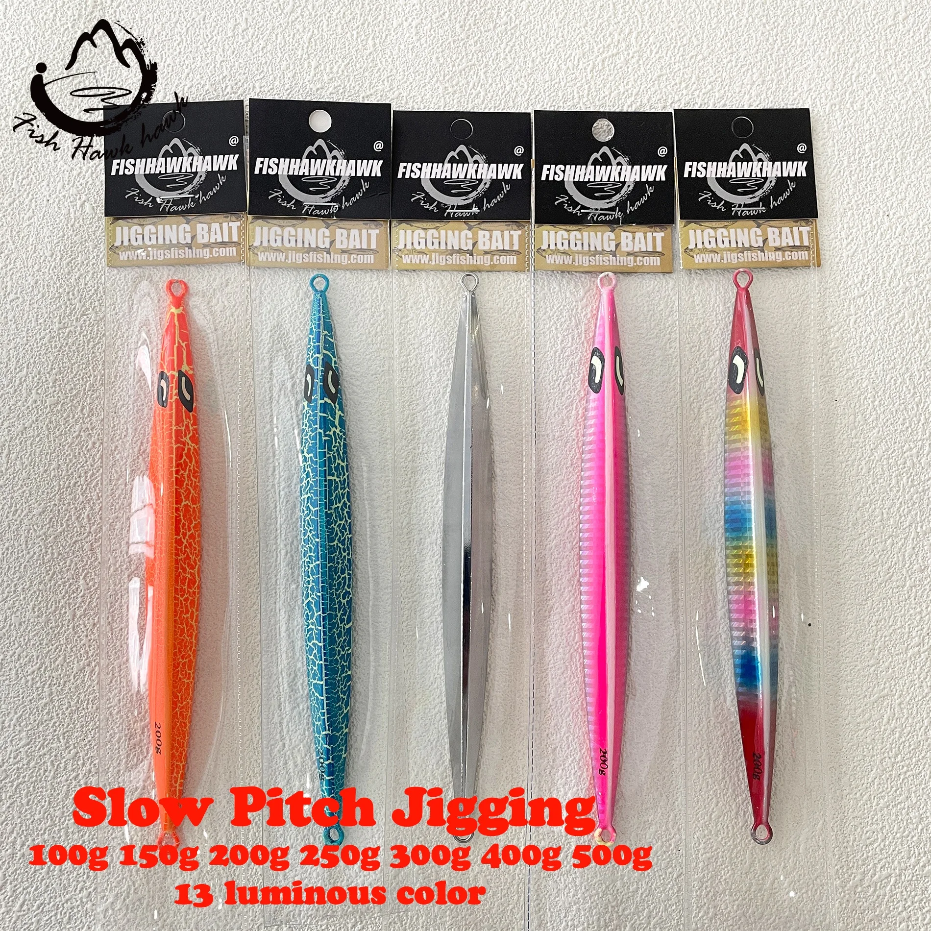 Wholesale/Retail 100g 150g 200g 250g 300g 400g 500g Luminous Crack colors Saltwater slow pitch jigging lure