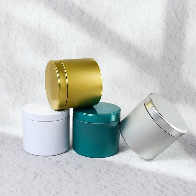 Wholesale 2oz 4oz 8oz Black White Gold Empty Round Metal Soy Wax Travel Scented Candle Tin Can Jar gold tin candle container