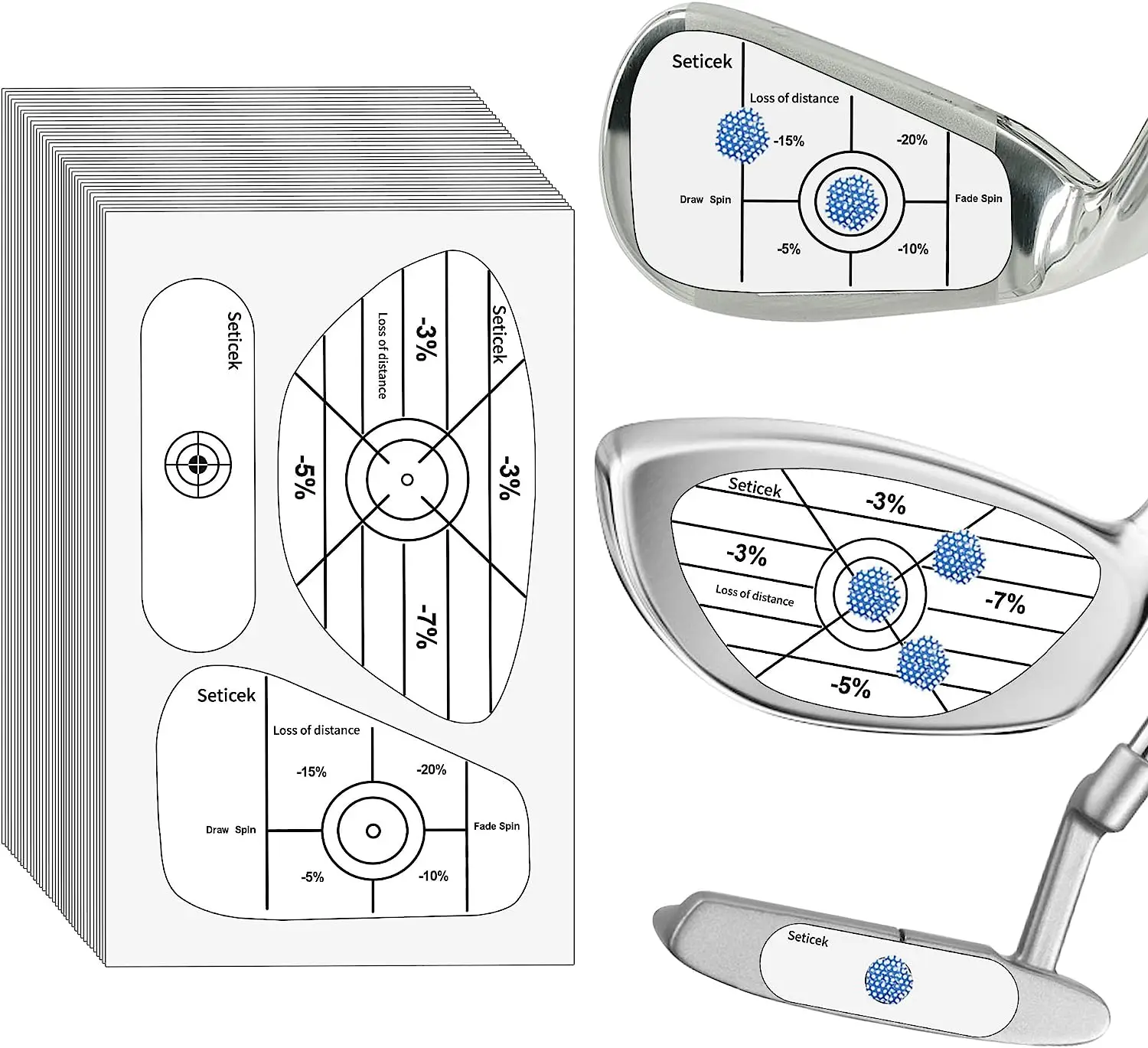 Golf Club Impact Tape Labels Stickers for Driver Woods Irons Putters Ball Hitting Recorder Training Aids for Swing Practice