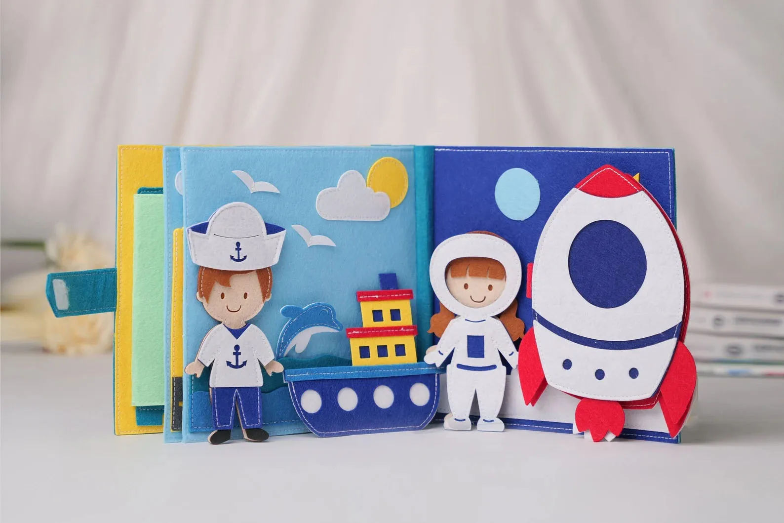 2024 New Designs Kids Roleplay Felt Book Early Educational Felt Job Learning Quiet Book Soft Cloth Toddler Felt Busy Book