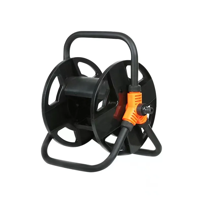 Water Hose Reel Portable Plastic Garden Black Hose Reel Quick Connector Thread Connector