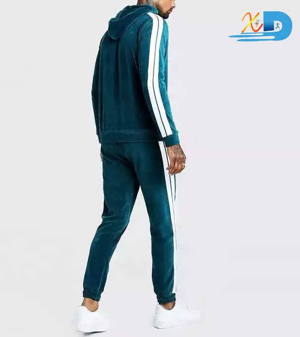 Wholesale Custom Sweatsuit Tracksuit Set Hot Sale Stylish Men  Custom Velour Tracksuits With Side Tape