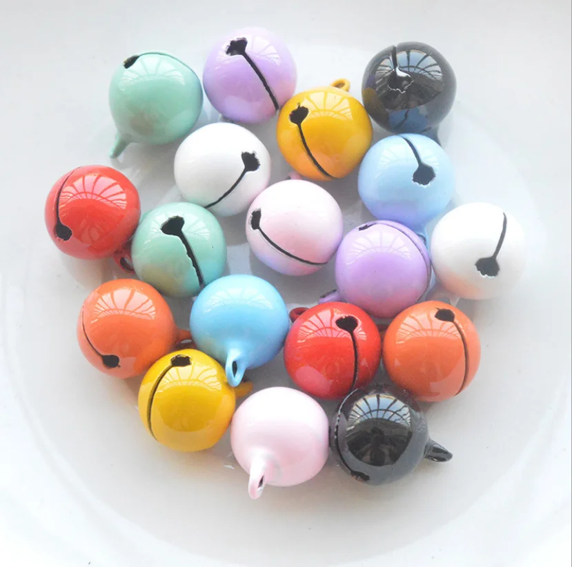 Wholesales 14mm High Quality Metal Colorful Jingle Bells Custom iron Hanging Christmas Teether Bell