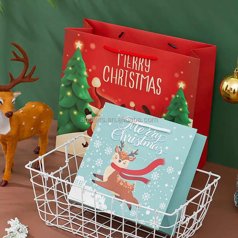 New arrival Christmas candy gift bag fancy shopping bags christmas paper gift bag