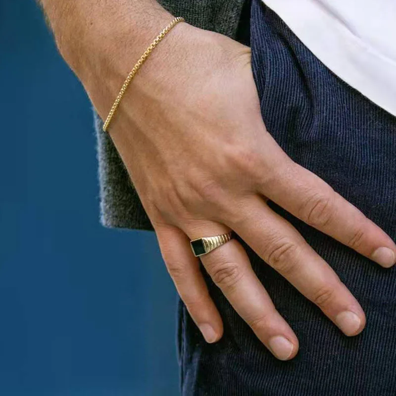 High End 18K позолоченные простые черные нержавеющая сталь кольца из нержавеющей стали унисекс Кольца Пара золотые украшения
