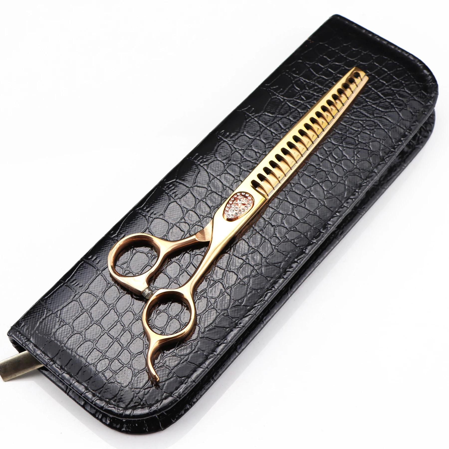 7.0 inch NEPURLson  Bronze gold big diamond fishbone new style  Elegant Wholesale New Fashion Design Beauty Barber Scissors