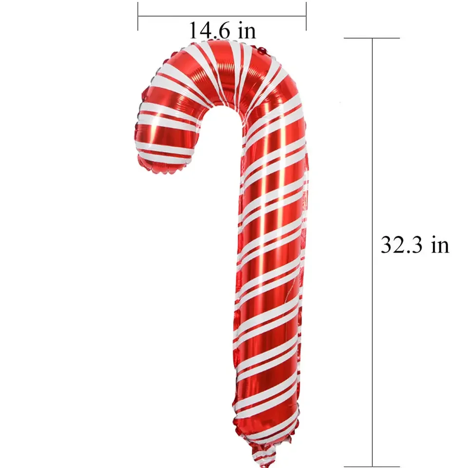 Christmas Candy Cane Foil Mylar Balloons Big Xmas Birthday Party Decoration Supplies Photo Backdrop Red And White Green Sweet