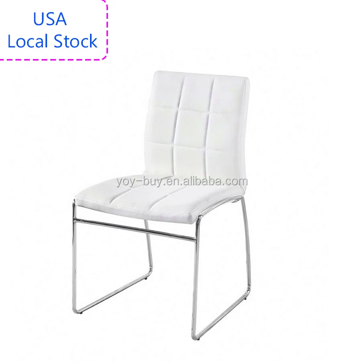 
USA Local Stock Free shipping Luxury Modern Stackable PU leather metal leg chesterfield dinning kitchen chair 