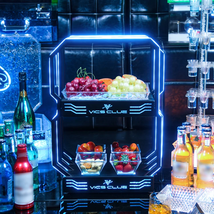 Party Bar Night Club KTV Plastic Glowing Fruit Plate Colorful Led Fruit Vegetable Serving Tray