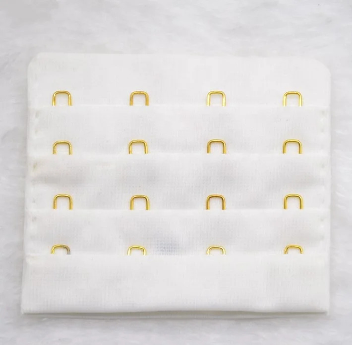 Customize colorful Hook and Eye Tape Bra underwear accessories 4 rows 4 hooks White Strap extender