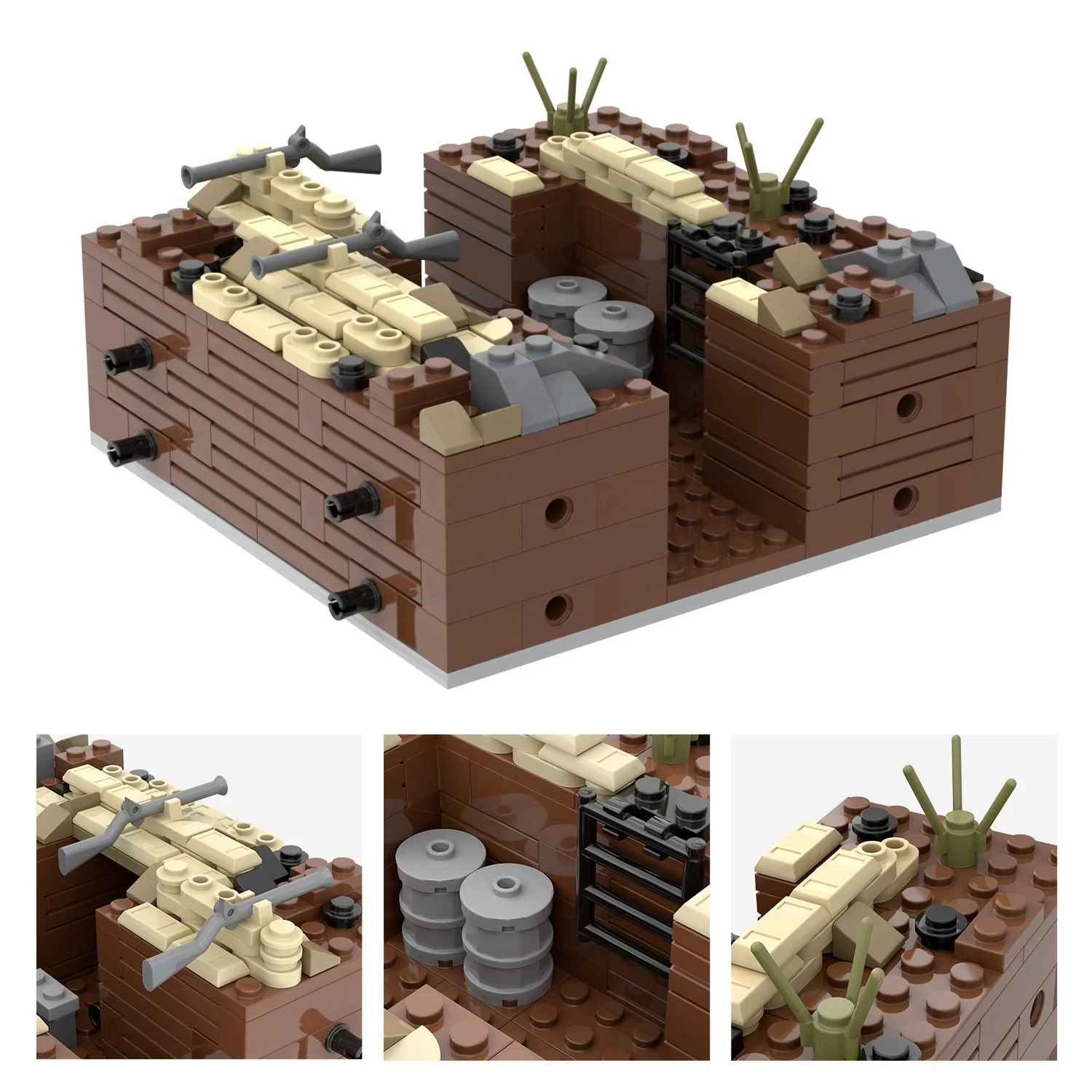 Building Blocks MOC5064 Military Battlefield Arsenal Medical Center Blockhouse Hidden Scene Models Assembly Bricks Toys For Kids