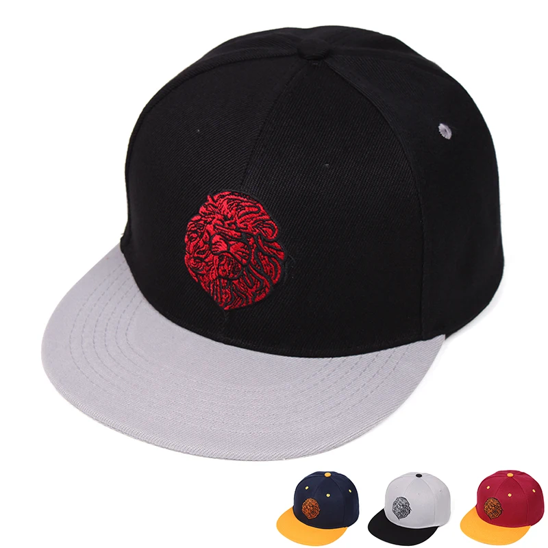Custom red and blue flat bill print logo snapback cap