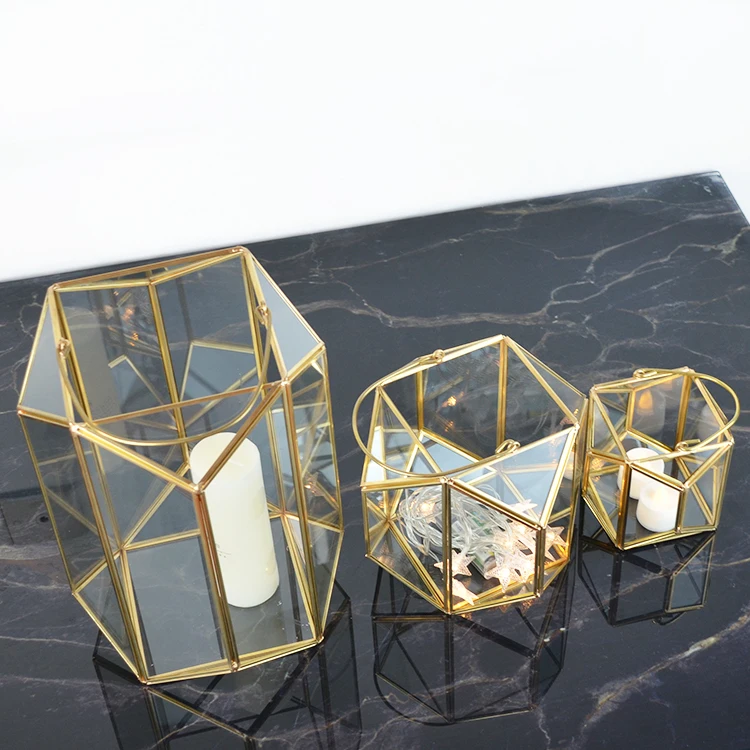 geometric metal wedding holder set of 3  three floor standing lanterns for candles