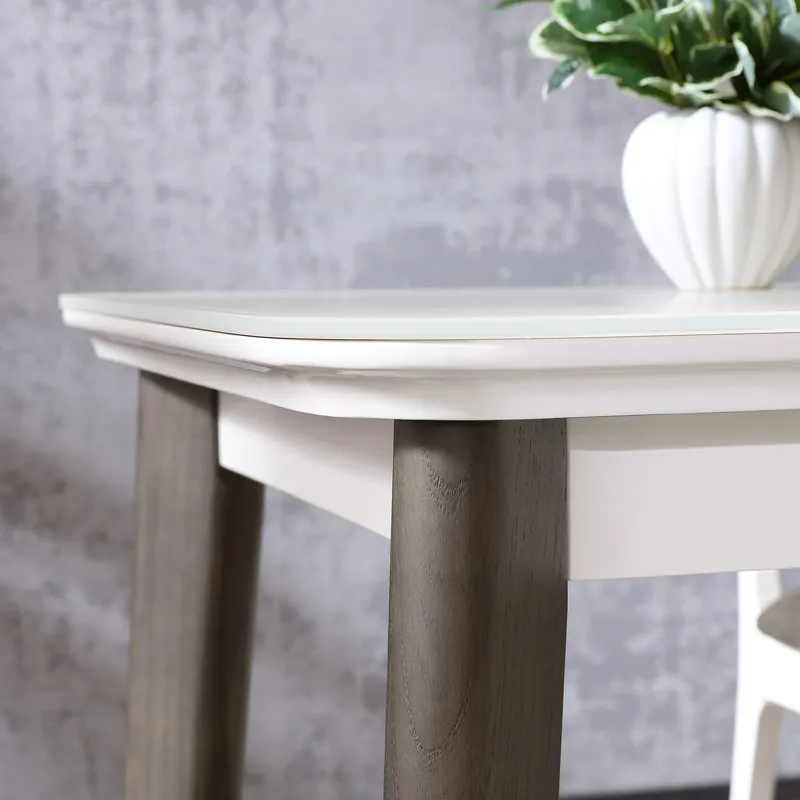 Linsy Top Banquet Luxury Home Furniture Dinning Set Italian With 4 6 Chairs White Wooden Modern Glass Top Dining Table LS062R1