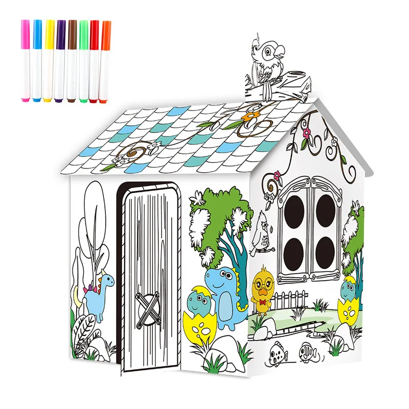 OEM развивающая Раскрашенная бумага Картонные Игрушки большой дом прятки картон детский