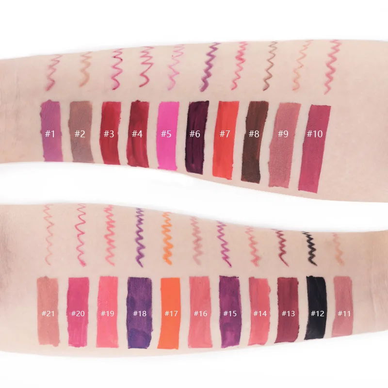 2 в 1, матовая губная помада и лайнер, 21 цвет