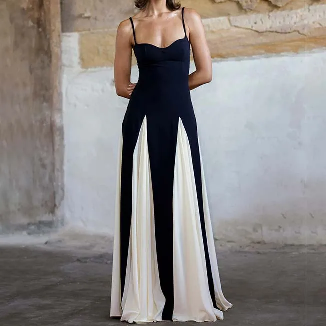 FS14645D women sexy fashion contrast color elegant dresses