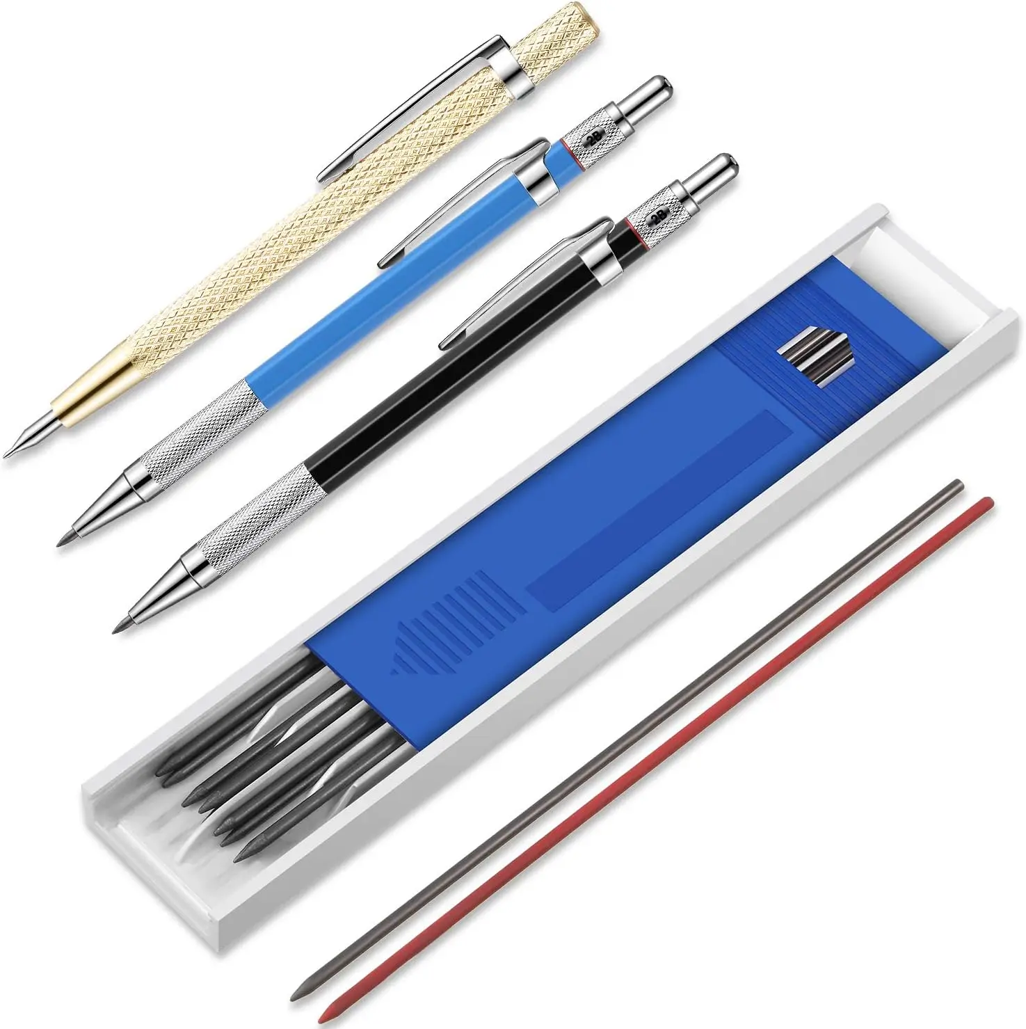 15pcs Carpenter Pencils with Marker Refills and Carbide Scriber Tool for Glass Ceramics  Steel  Carpenter Pencil  Marking Tool