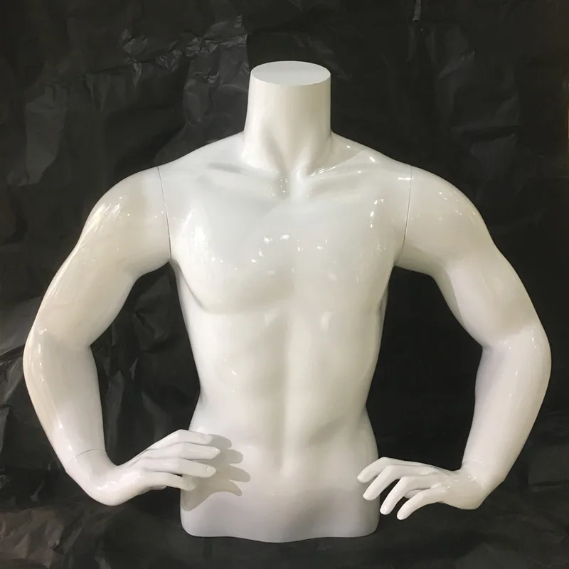 Новое поступление 2020, глянцевый белый мужской нижний топ на половину тела, для демонстрации нижнего белья и брюк