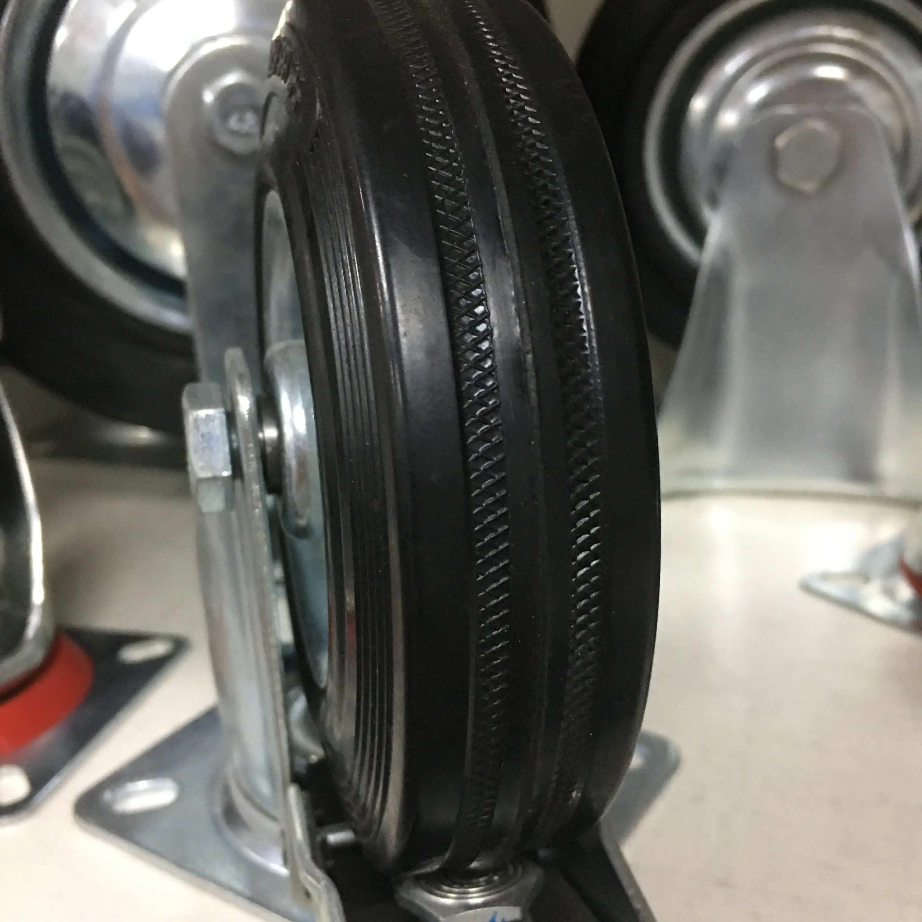 All Size Black Rubber Wheel Castor Rigid Swivel Locking Brake Trolley Caster Wheels Industrial Heavy Duty Casters