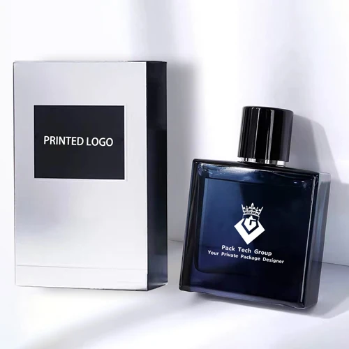 Custom Magnetic Lid Luxury 50 ml Men Cologne Bottle Packaging Blue Black Square Empty Glass 50ml Perfume Spray Bottle With Box