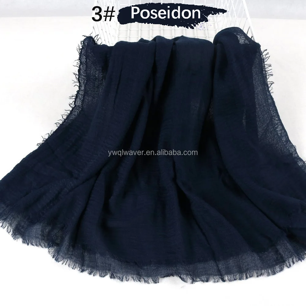 Однотонный длинный мусульманский хиджаб, шарфы, простые шарфы, мягкая хлопковая потертая дышащая повязка на голову, хиджаб, другие шарфы