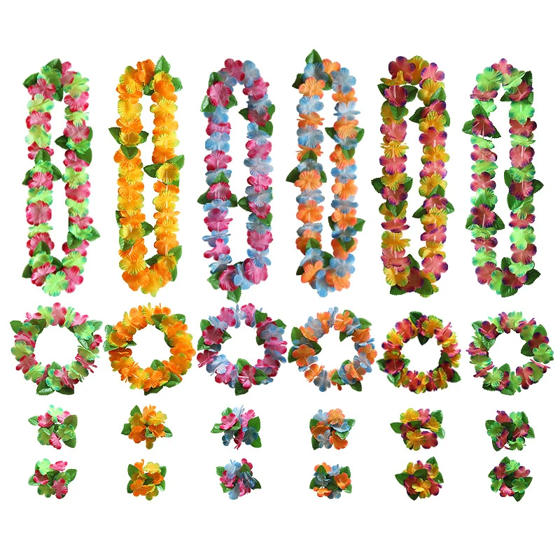 Wholesale Hot Sale Hawaiian Leis Flower Head Wreath for Birthday Party Supplies Hawaiian Flower Lei