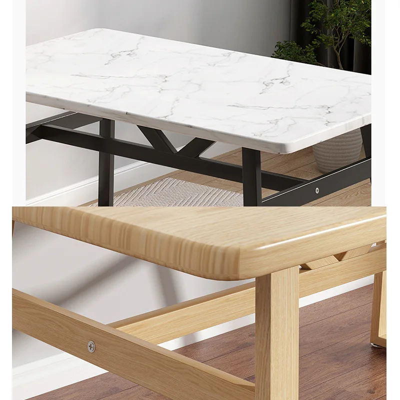 Modern design MDF restaurant wooden dining table with metal frame