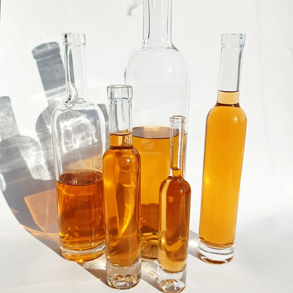 Long and thin shape 500ml 700ml 750ml whisky vodka gin glass bottle for distillery