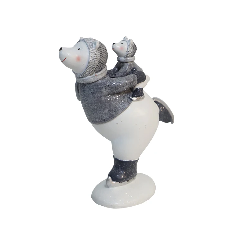 Wholesale Polyresin christmas figurine & toys home decor Resin crafts  polar bear christmas statue ornaments
