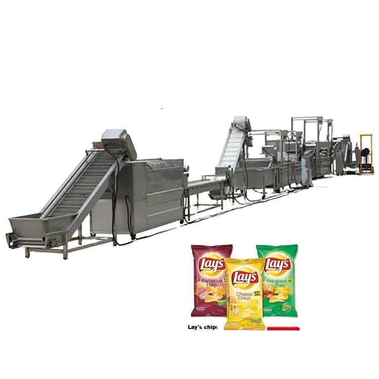 Industrial Commercial Fully Automatic Frier Lays Fresh Potato Chips Production Line
