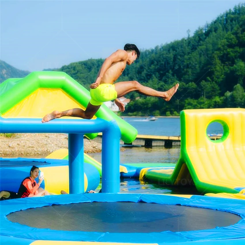 High-Quality Inflatable Water Sports Park with Floating Obstacle Course Water Polo and Basketball Games