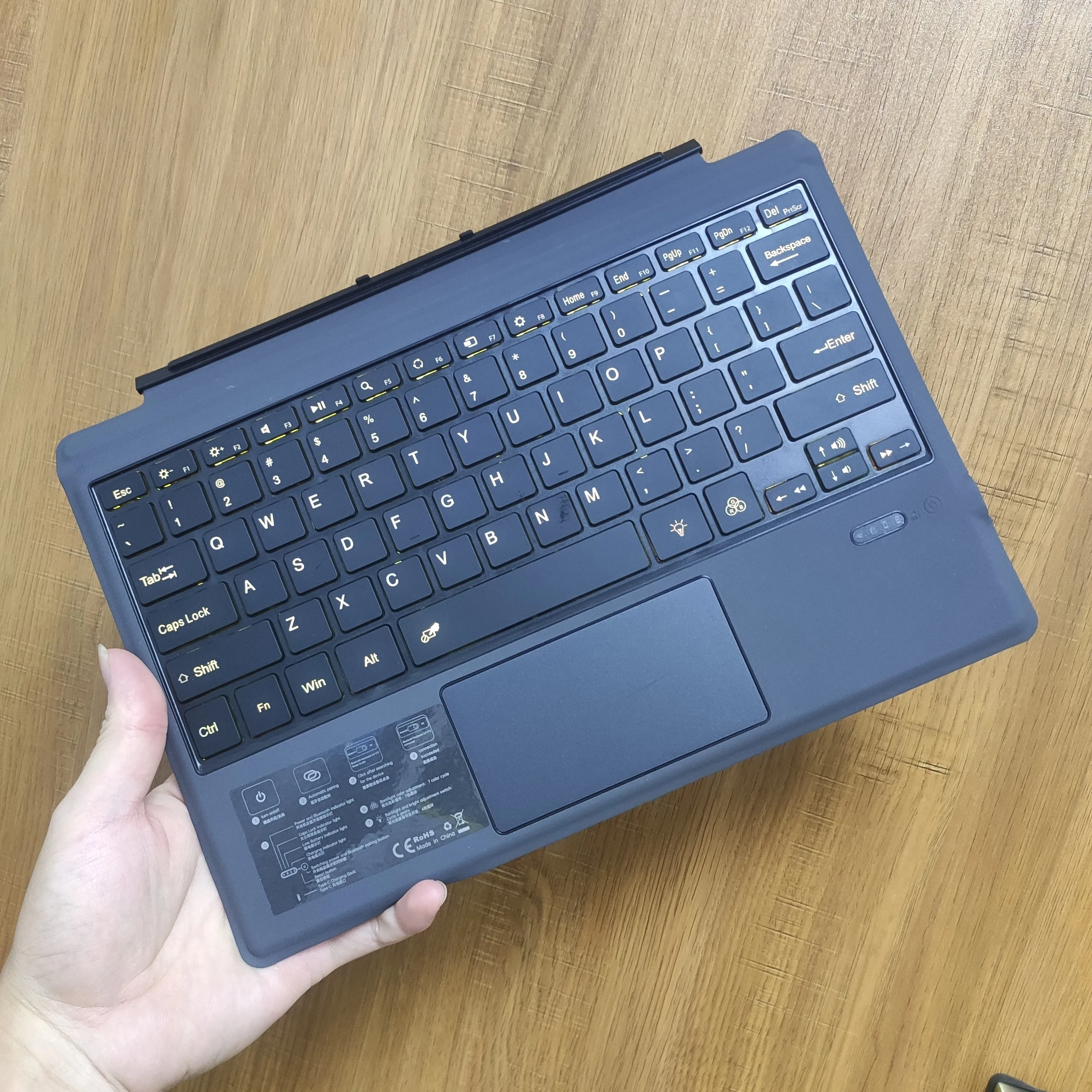 New PU Leather Tablet Wireless Touchpad Touch Lights Keyboard Case For Microsoft Surface Pro 8 7 6 5 4 3 GO 1 2 3 Cover