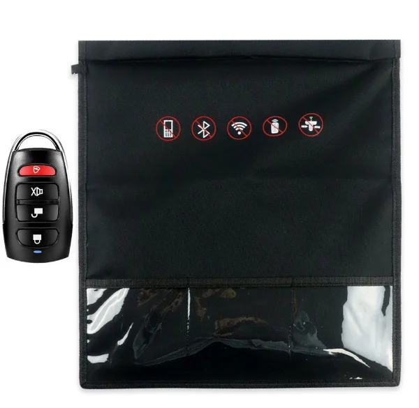 Solid Polyester Organizer Pouch GPS RFID Signal Blocking Shielding Faraday Bag Phone Tablet Car Keys Foldable Stylish Business