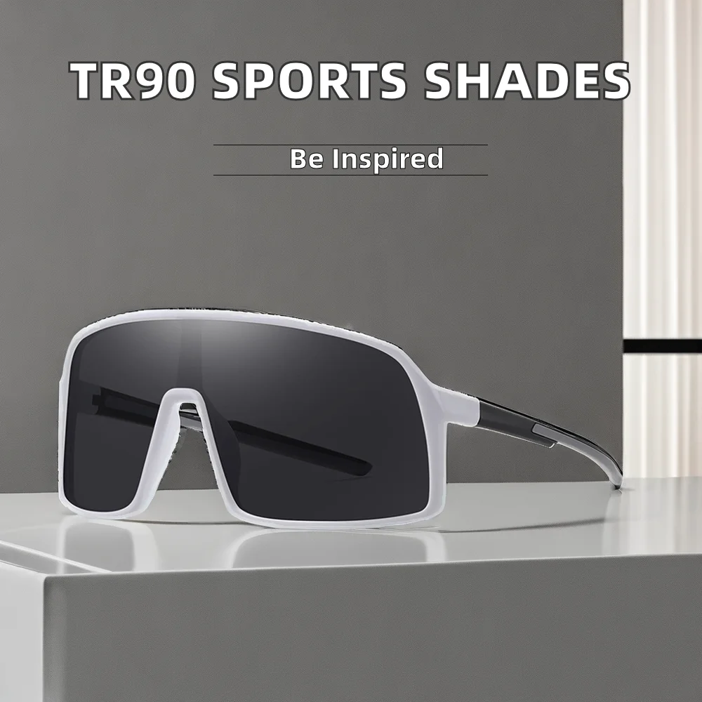 Wholesale TR90 Big Frame Sunglasses Unisex Adults New Trendy UV400 Protection Polarizing Sports Sunglasses Black Gold