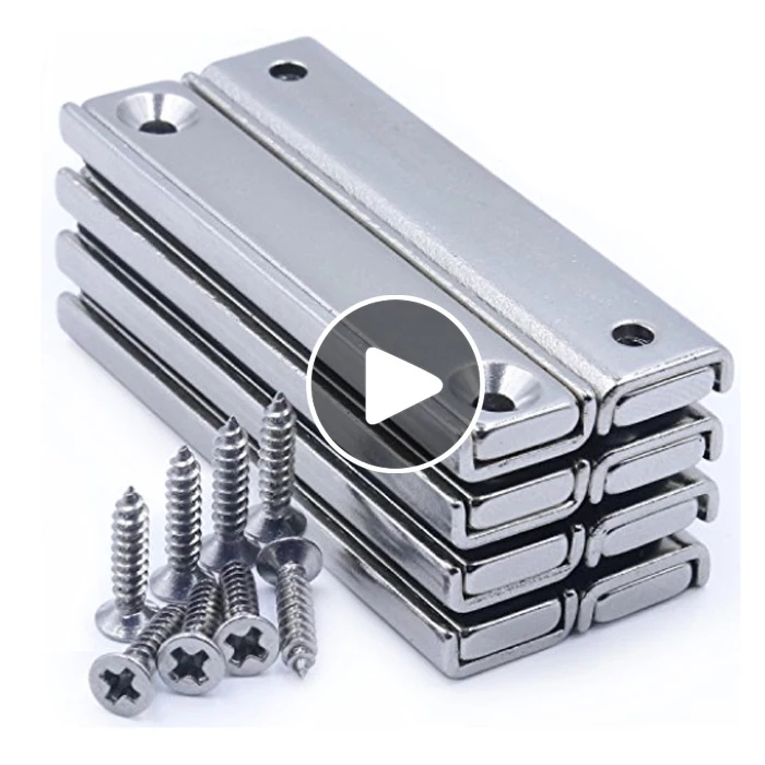 Strong Neodymium Rectangular Pot Magnets with Counter Bore