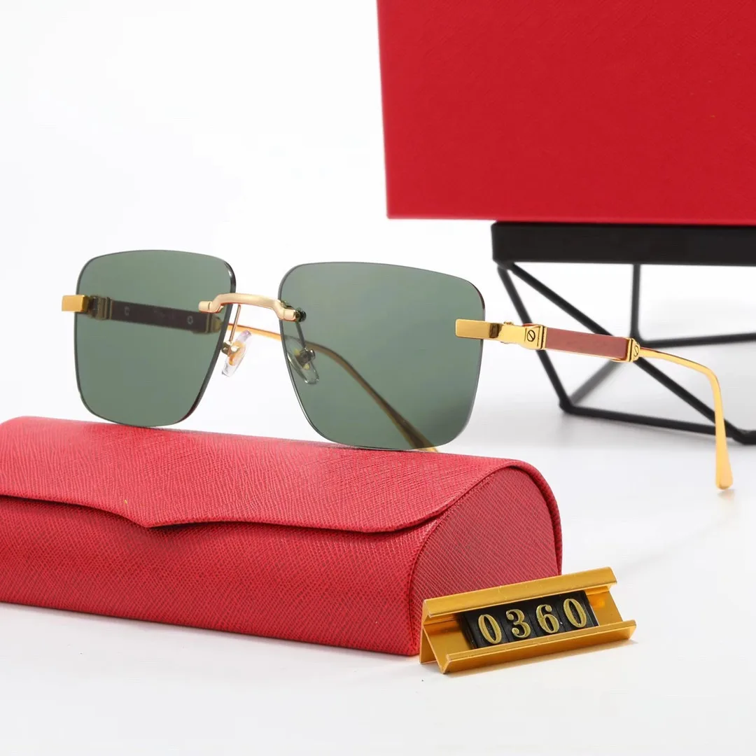 2024 Fashion Luxury Brand Designer Sunglasses Men Vintage Leopard Head Double Bridge Stylish Rimless Sun Glasses