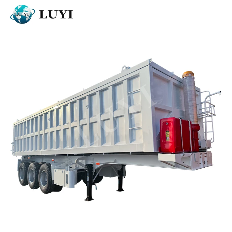 LUYI vehichle 3 axle 60 T sand grain transport tipper trailer front hydraulic tipper truck with Seal cover  dump semi trailer