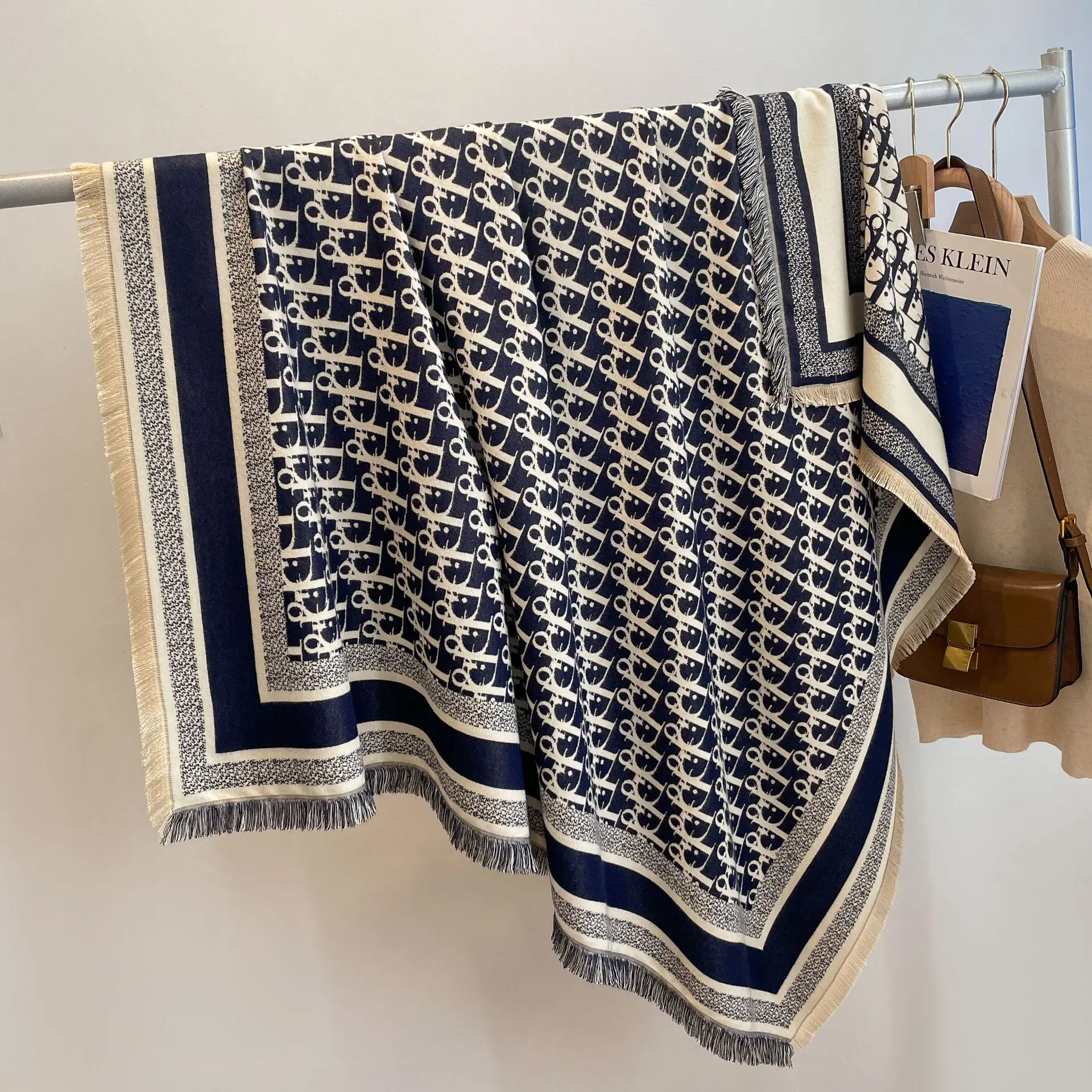 Letter Scarf Women Winter Warm Large Faux Cashmere Large Square Scarf